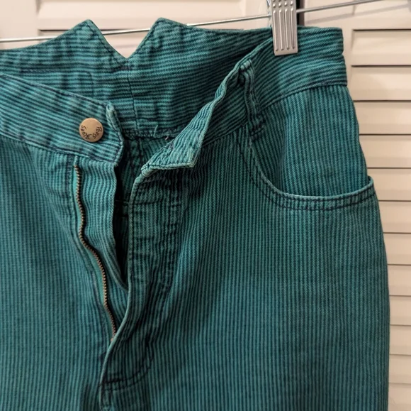 Vintage Paris Blues Green Striped Jeans - Picture 3 of 7